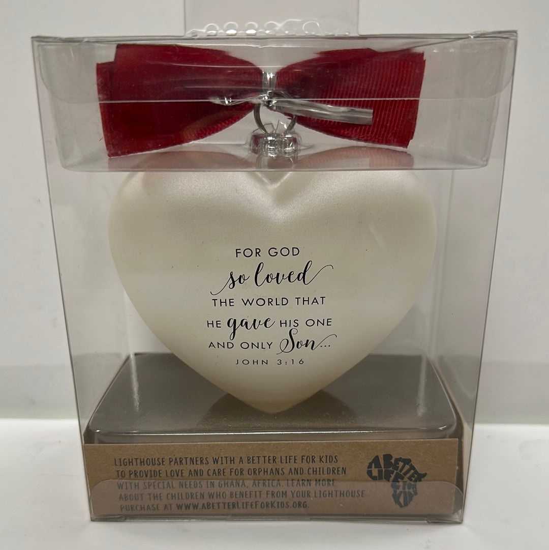 BELIEVE WHITE HEART ORNAMENT-8069