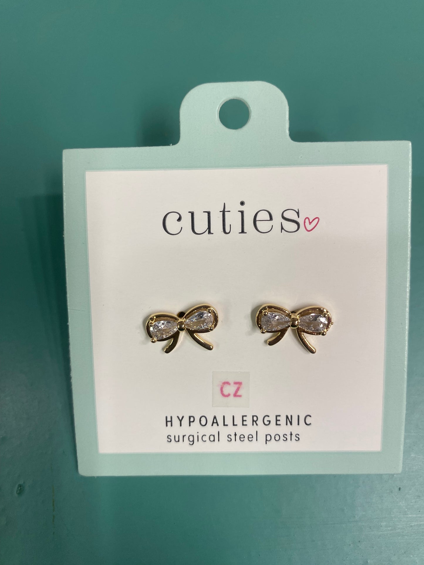 GOLD BOWS WITH CRYSTALS EARRINGS-9719