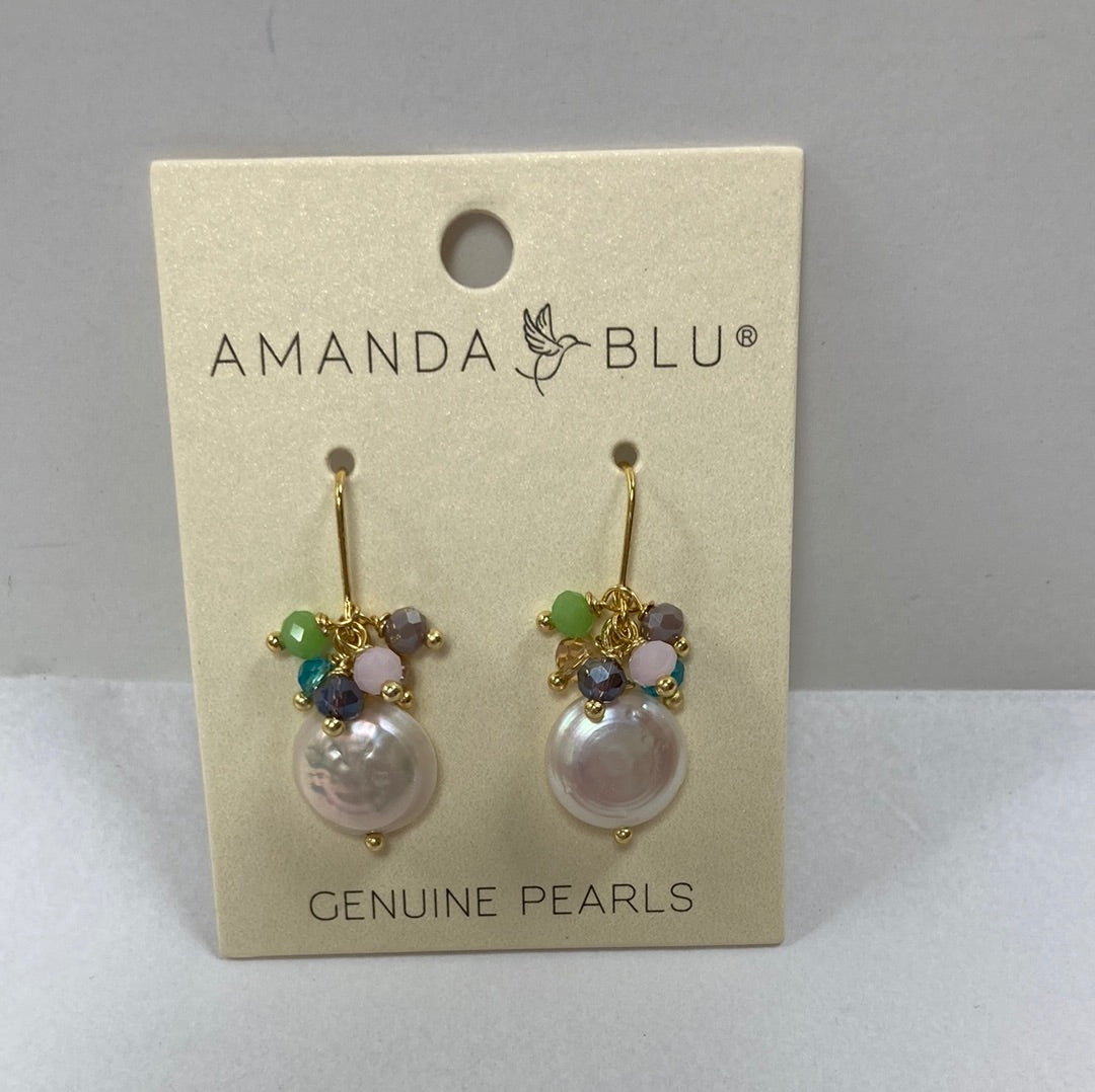 GOLD/AQUA/BLUSH COIN PEARL EARR-4789
