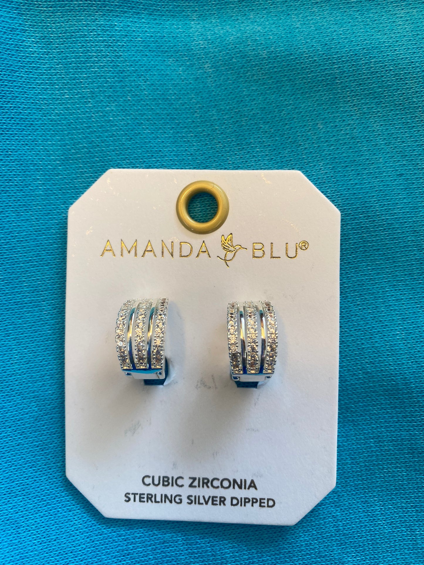 SILVER TRIPLE ROW HUGGIE HOOP EARRINGS-3151