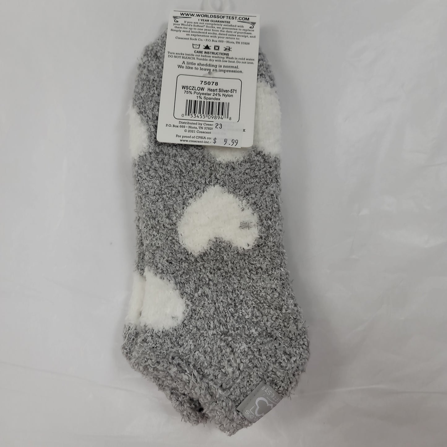 LADIES SOCKS/HEART SILVER 571-8948