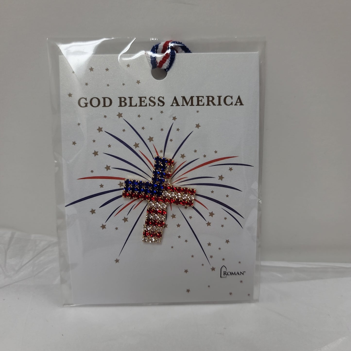 USA FLAG CROSS PIN-6575