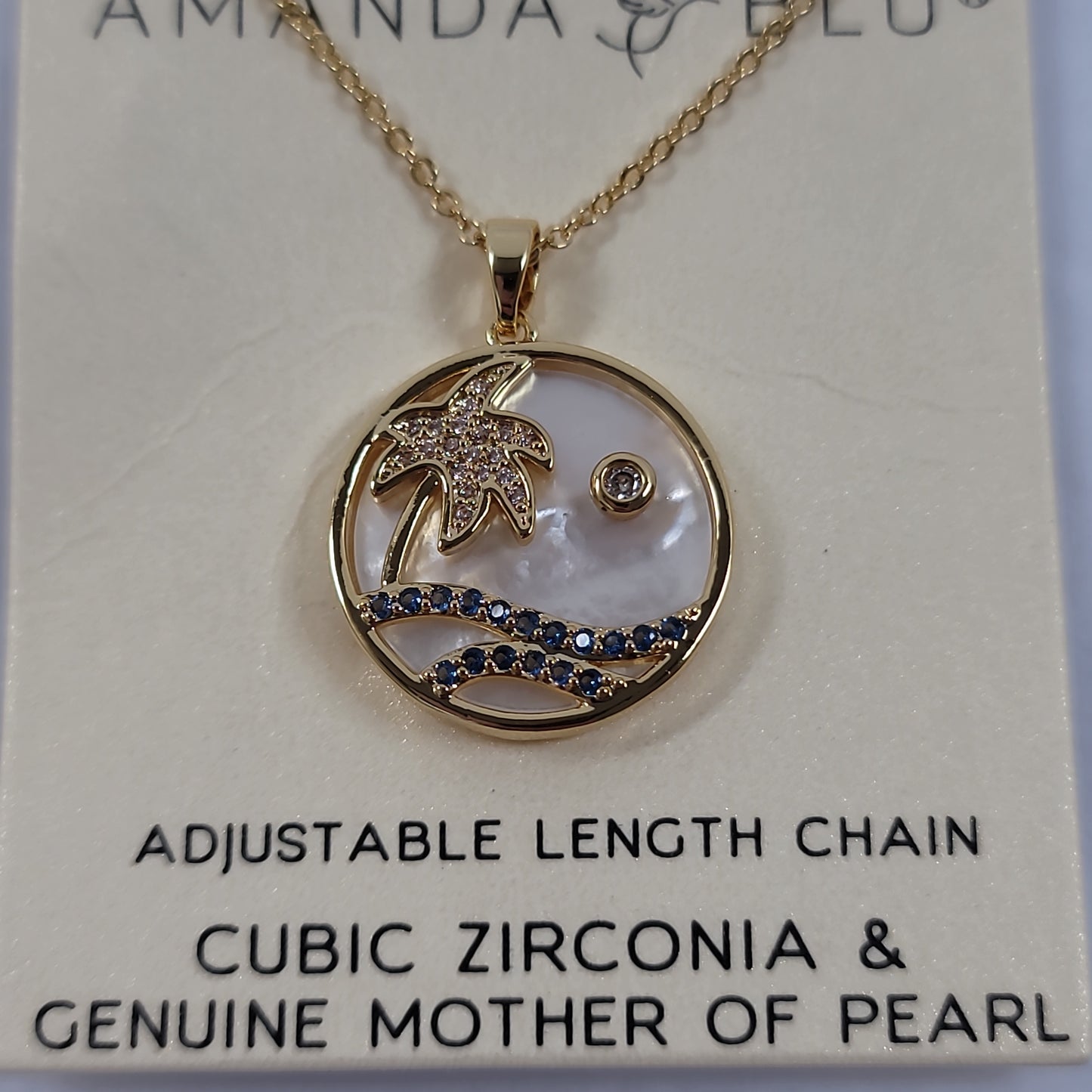 GOLD MOTHER OF PEARL BEACH LOVE NECKLACE-6363