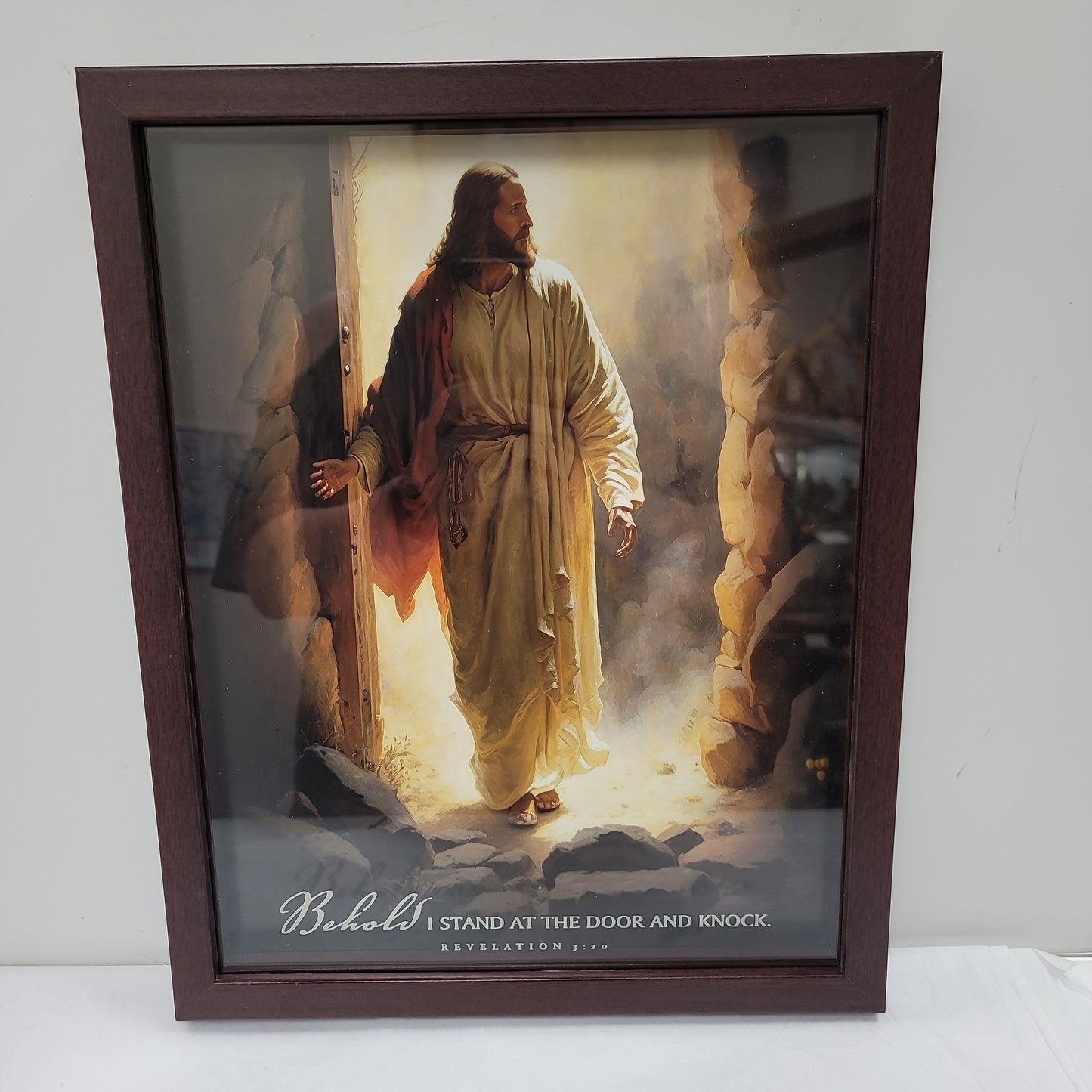 BEHOLD I STAND AT THE DOOR AND KNOCK FRAMED WALL ART-6107