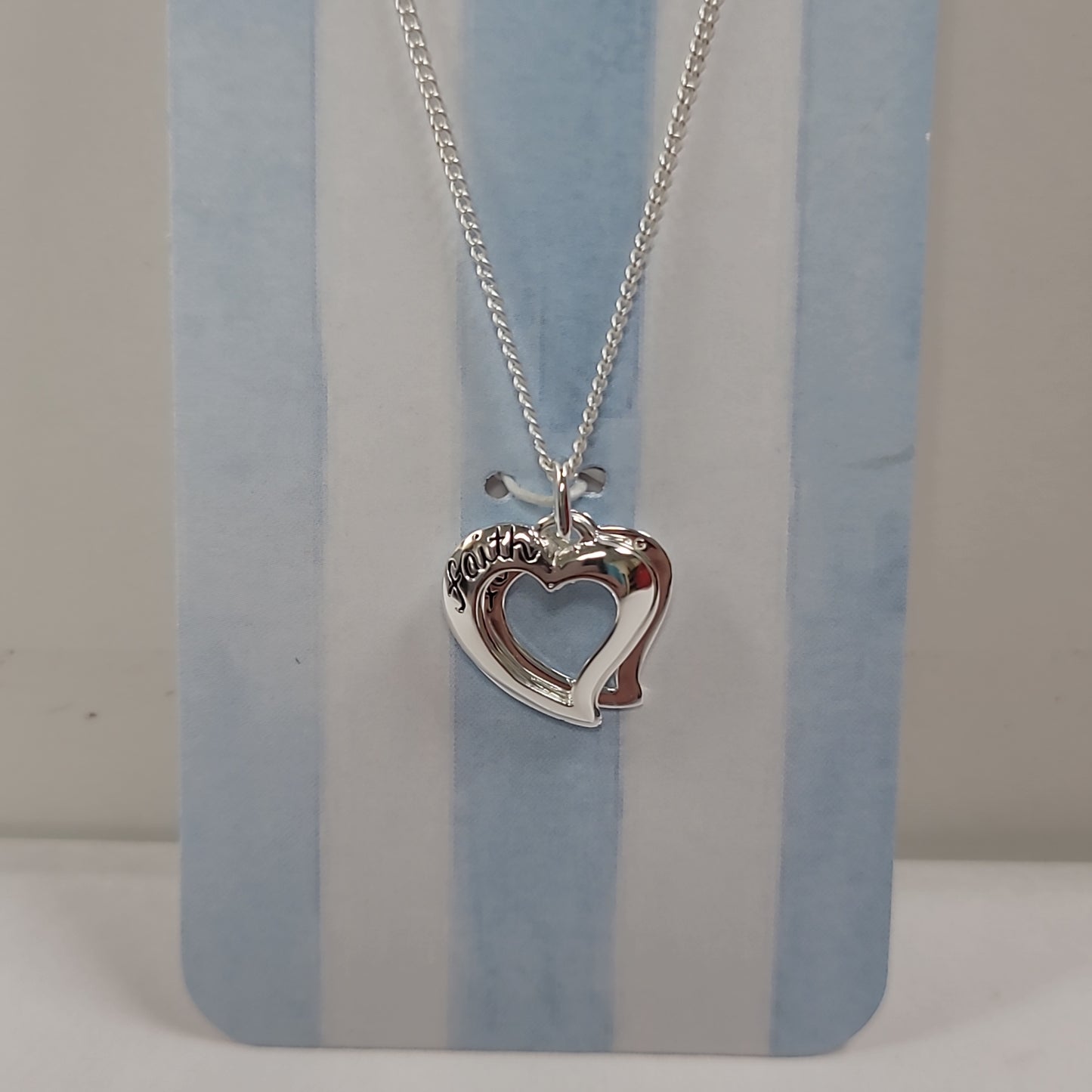 3 HEARTS FAITH HOPE LOVE SILVER PLATED NECKLACE 18 IN-1046