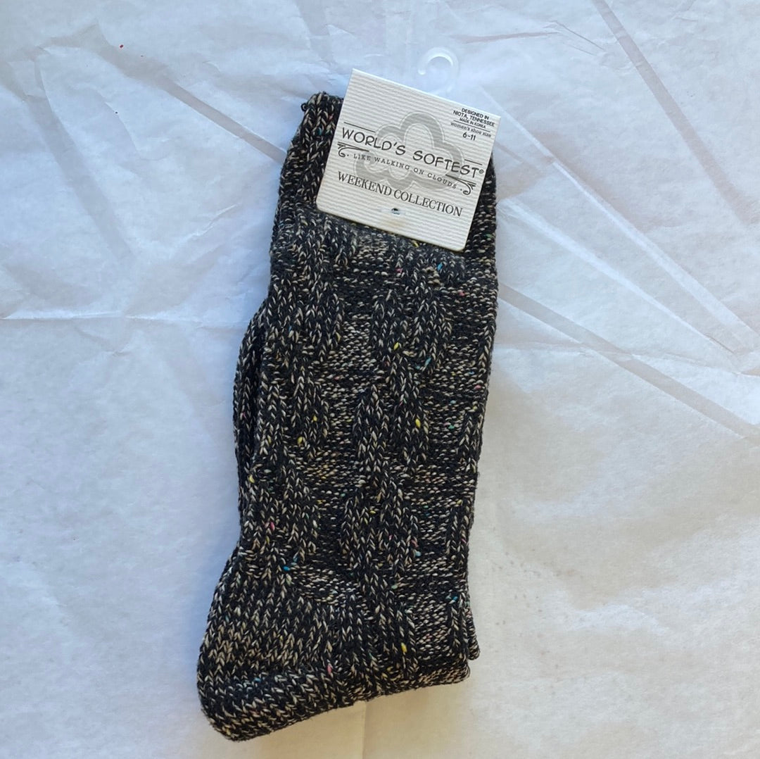 LADIES SOCKS/BLACK CONFETTI 325-9457