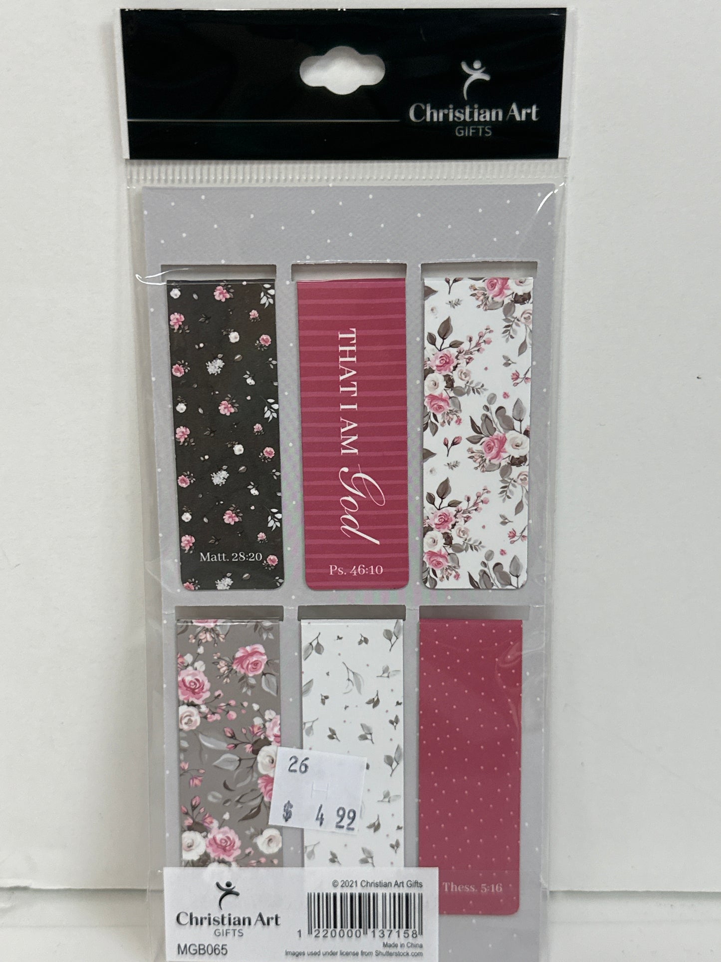 PINK ROSES MAGNETIC PAGEMARKER-7158