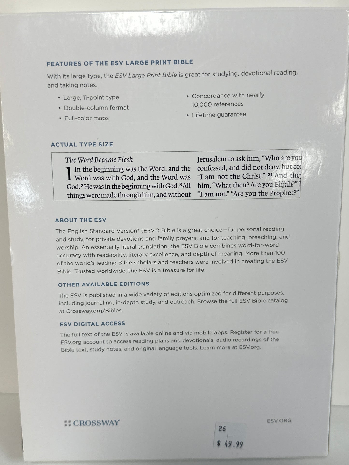 ESV LARGE PRINT BIBLE LAVENDER-6936