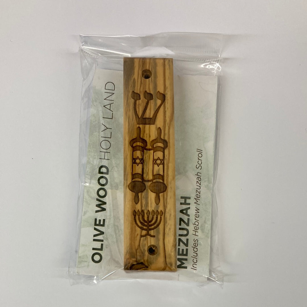 OLIVE WOOD MEZUZAH SHEMA TORAH-2260