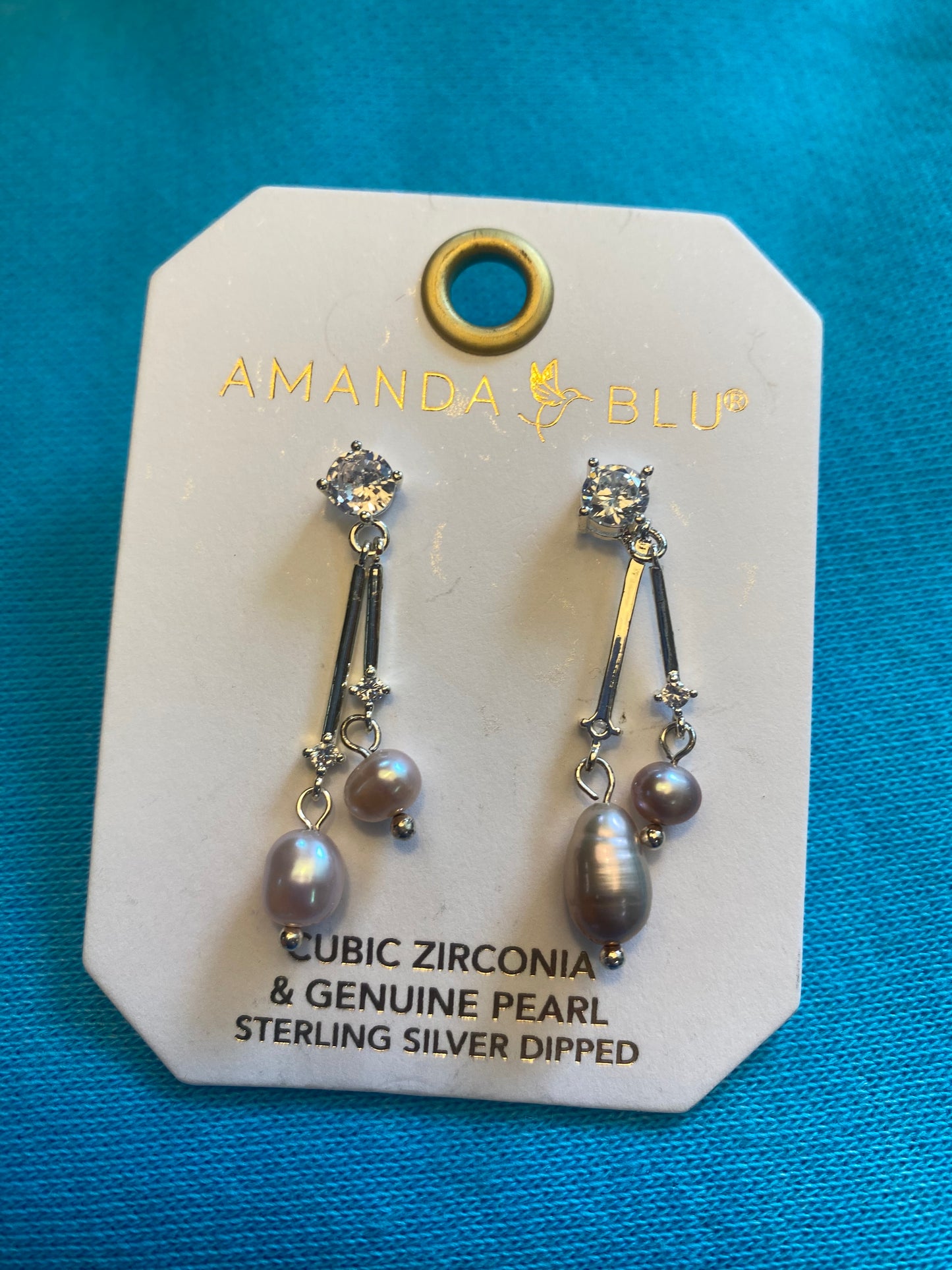 DOUBLE PEARL CRYSTAL DROP EARRINGS SILVER-0991
