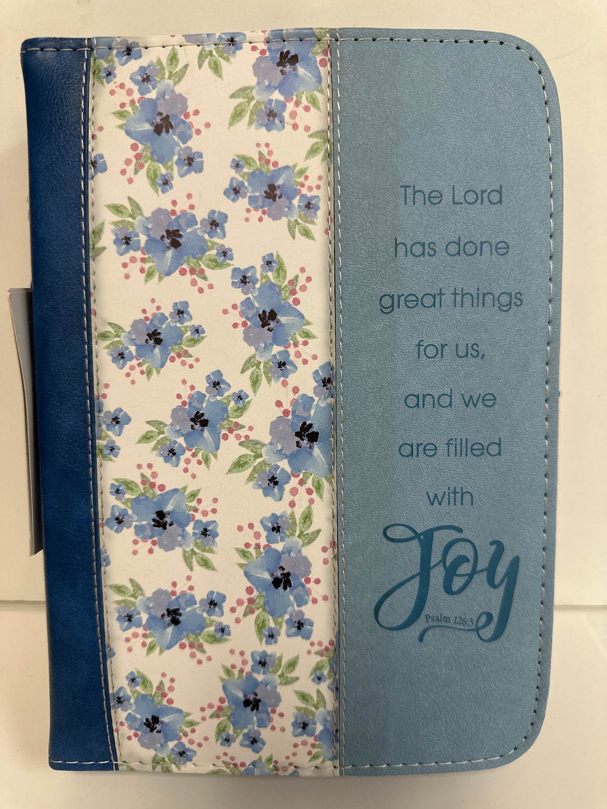 THE LORD HAS DONE BLUE FLOWER LARGE BIBLE COVER-3961