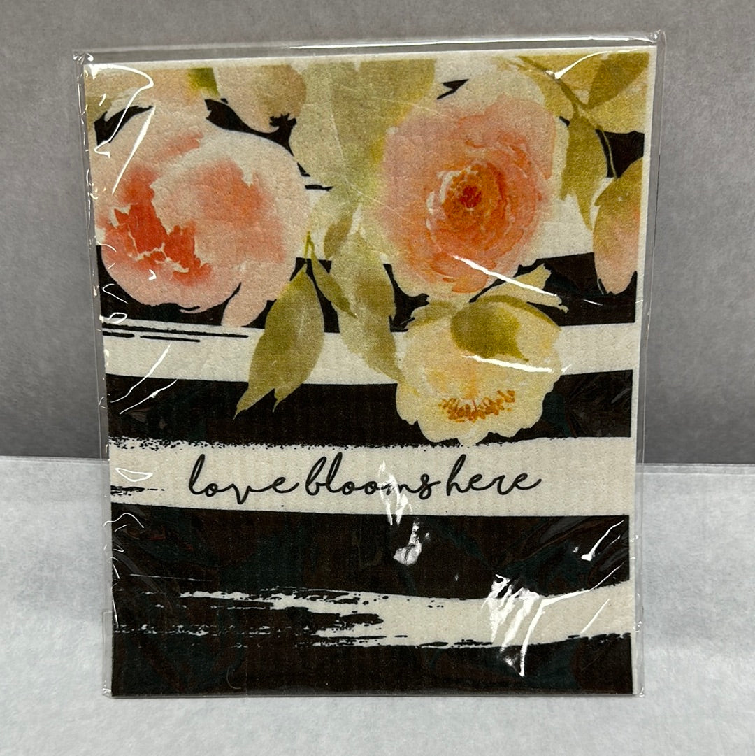 LOVE BLOOMS HERE DISH CLOTH-4945