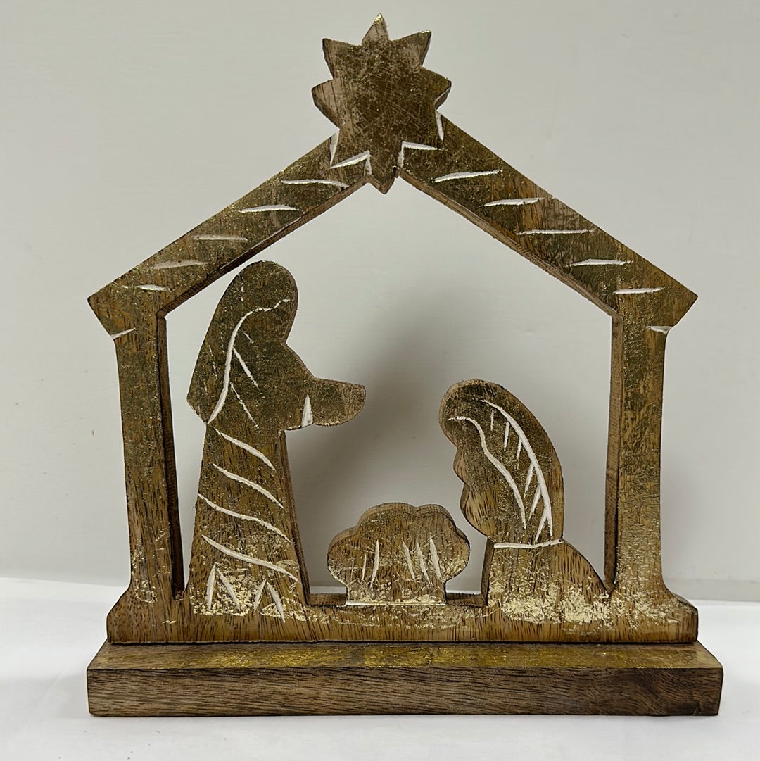 CARVED WOOD/METAL NATIVITY-0483