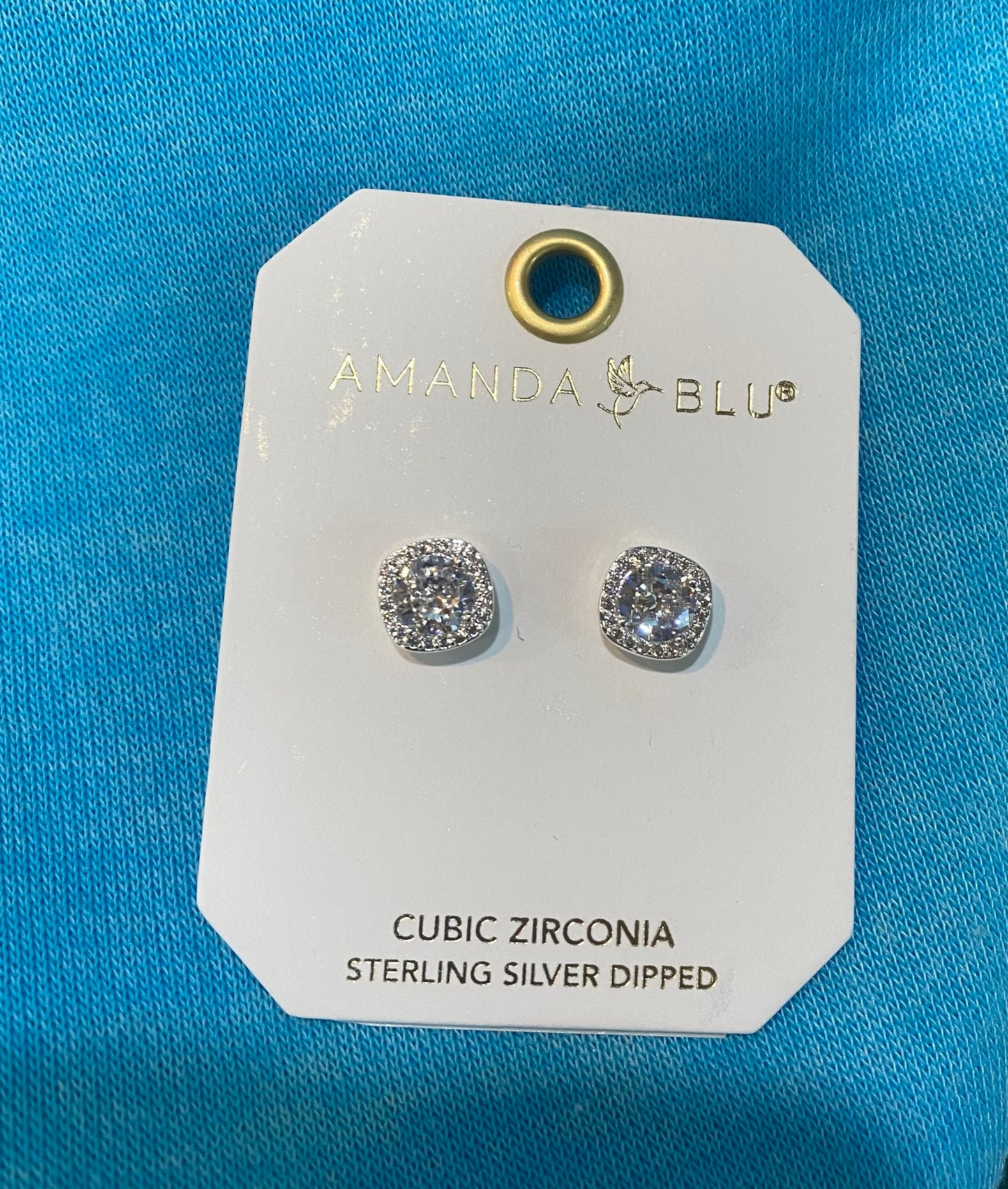 ICE BLU SQUARE HALO STUD EARRINGS SILVER-2934