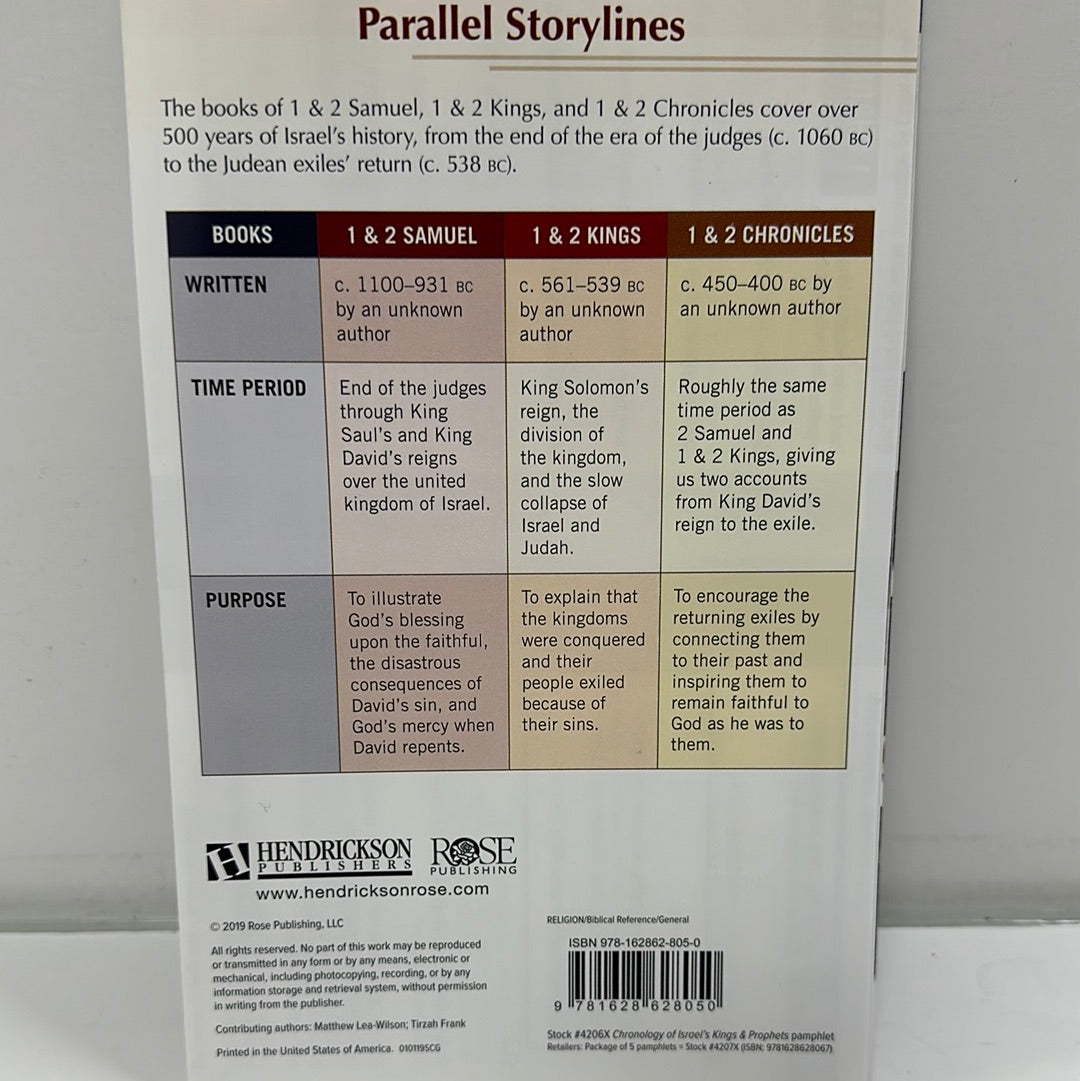 CHRONOLOGY ISRAEL KINGS & PROPHETS PAMPHLET-8050