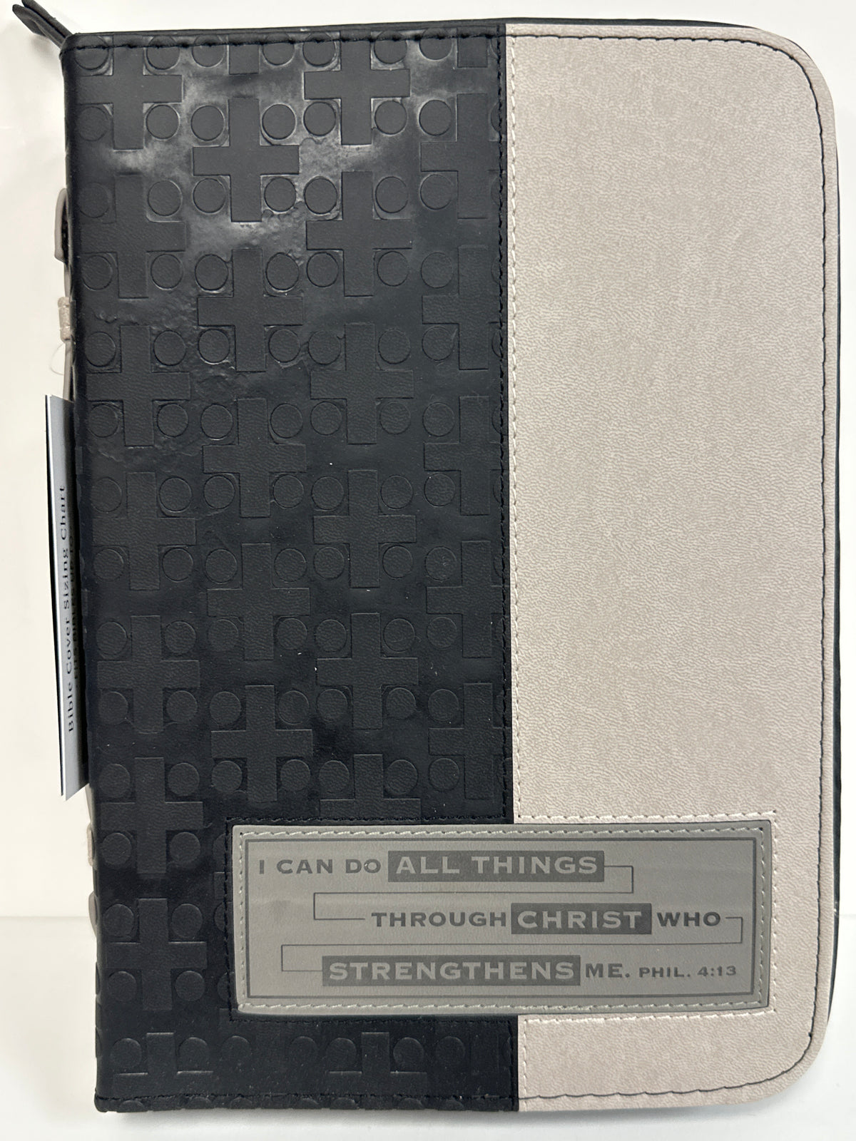 I CAN DO ALL THINGS BLK/TAN LARGE BIBLE COVER-1069
