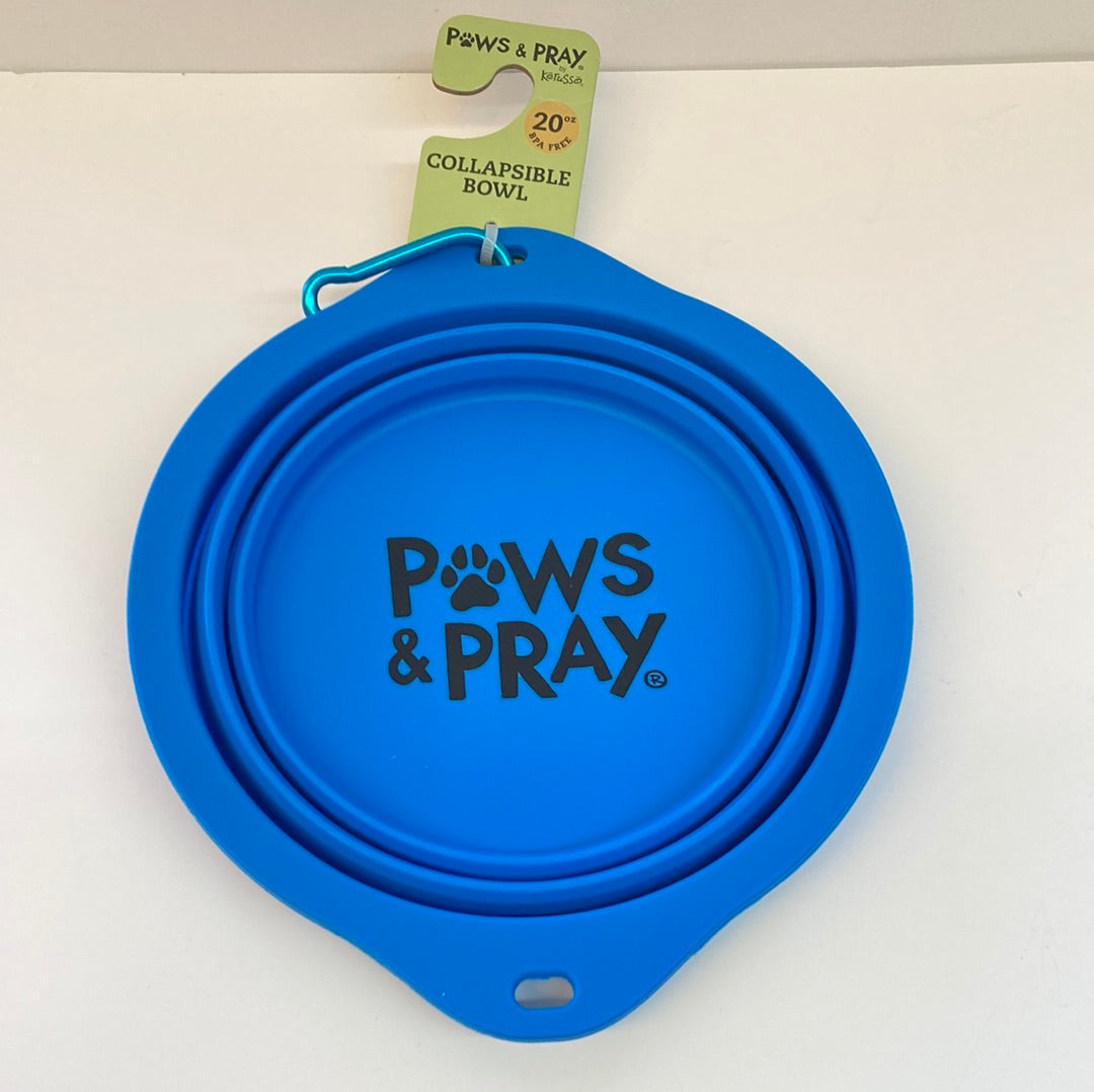 PAWS & PRAY BLUE COLLAPS BOWL-6277