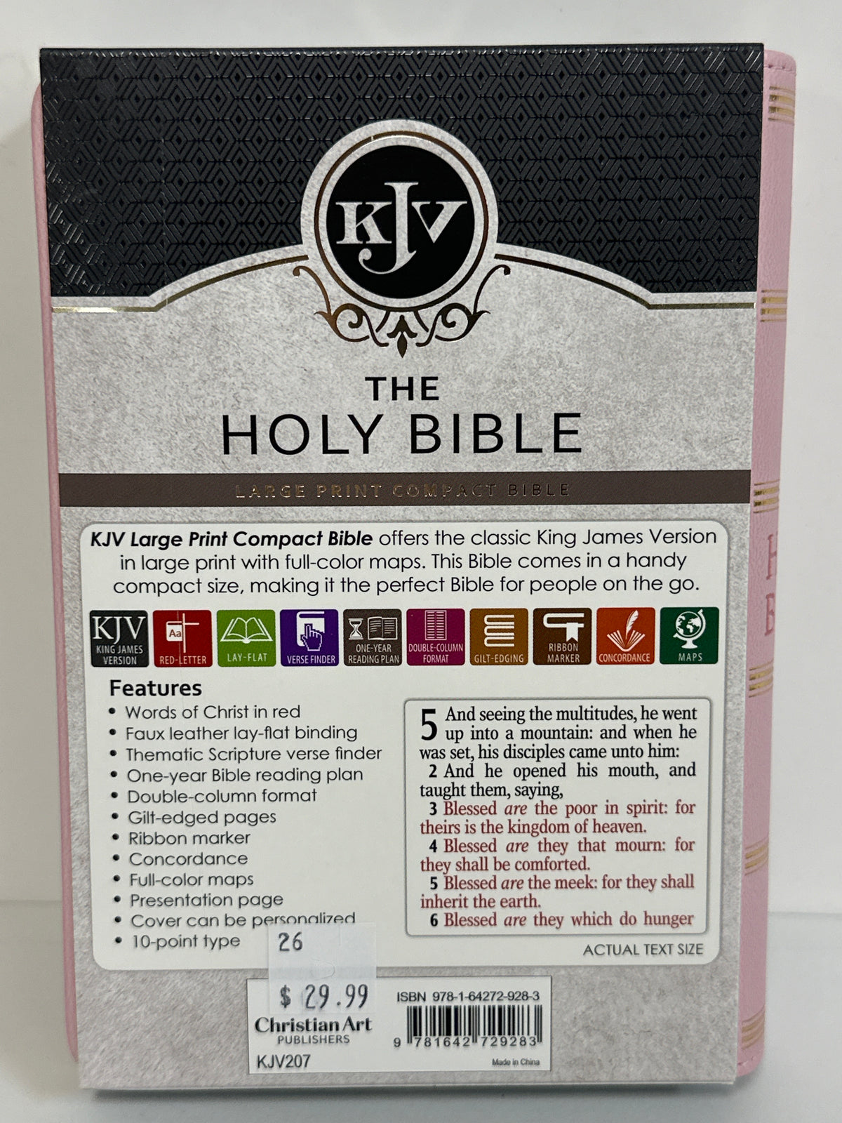 KJV LP COMPACT BIBLE PINK-9283