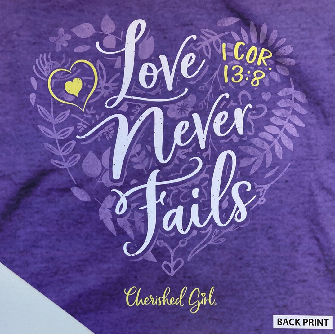 LOVE NEVER FAILS FLORAL CHER GIRL TEE 2X-5165