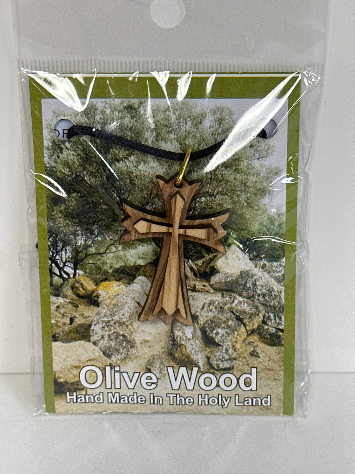 LAYERED CROSS OLIVE WOOD NKL-9008