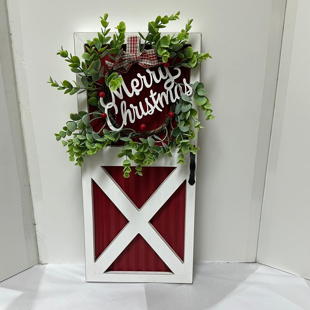 CHRISTMAS BARN DOOR W/WREATH-5592