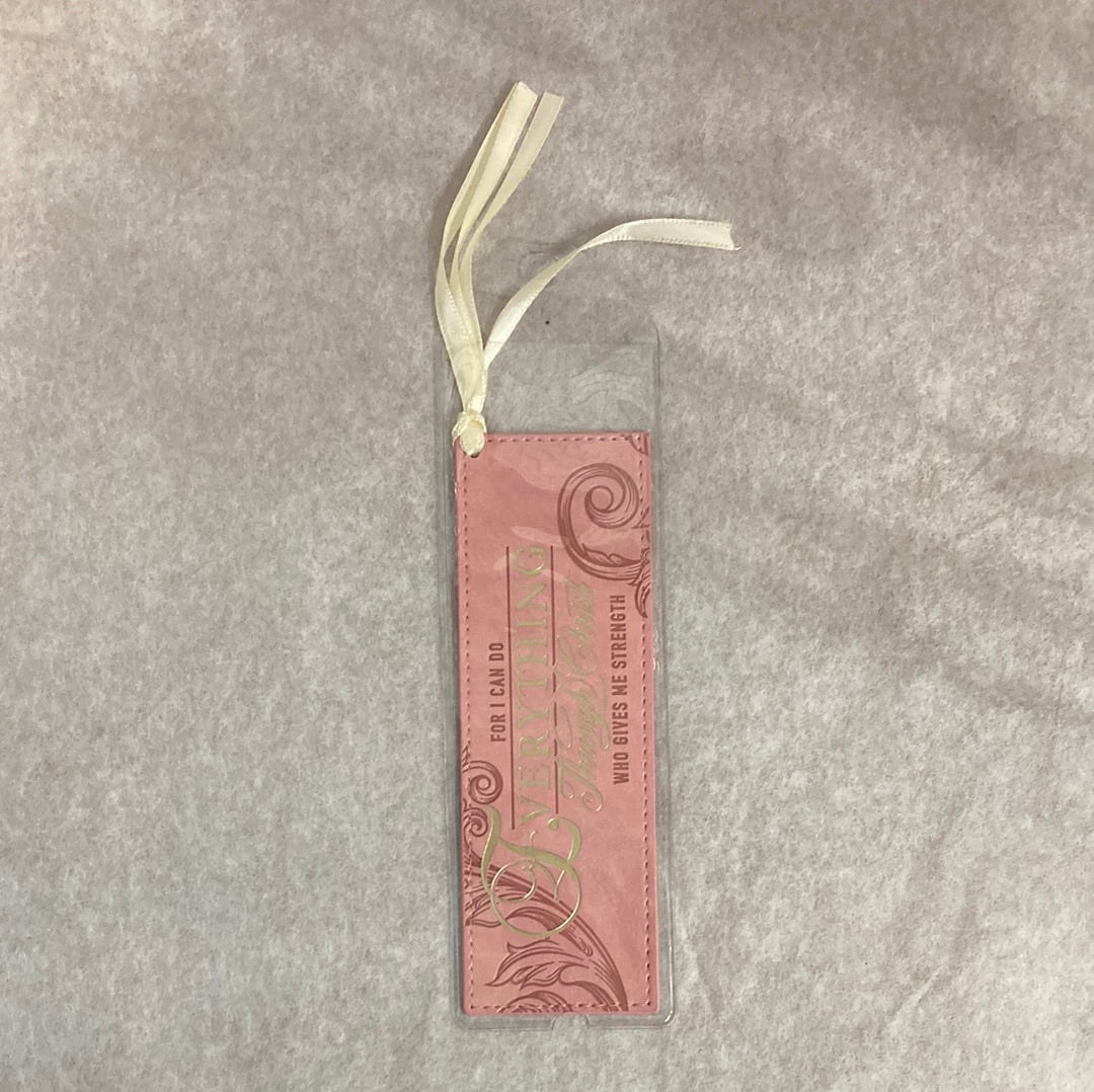 FOR I CAN DO EVERYTHING FAUX LEATHER BOOKMARK-1144