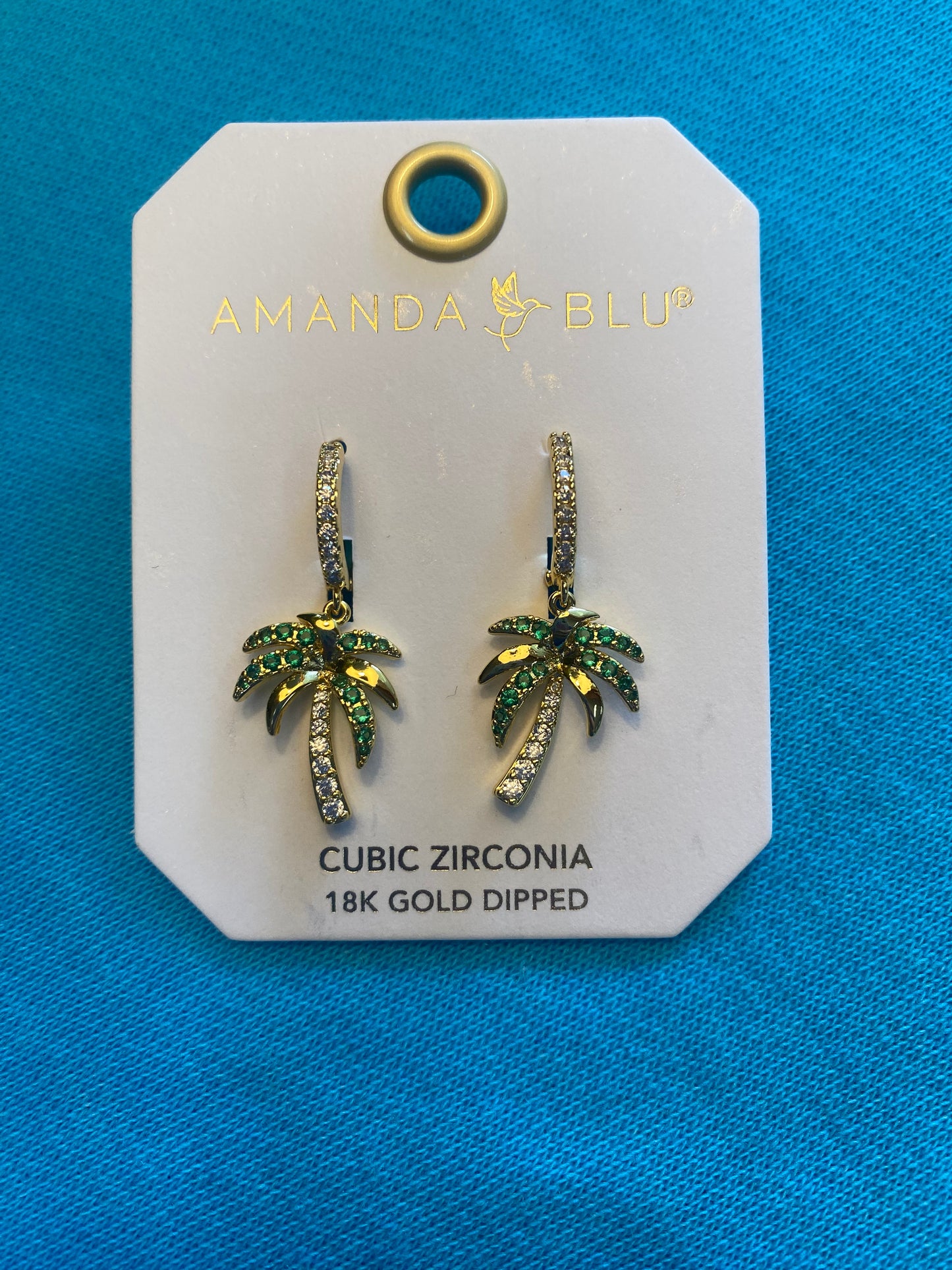 GOLD CZ PALM TREE EARRINGS-7686
