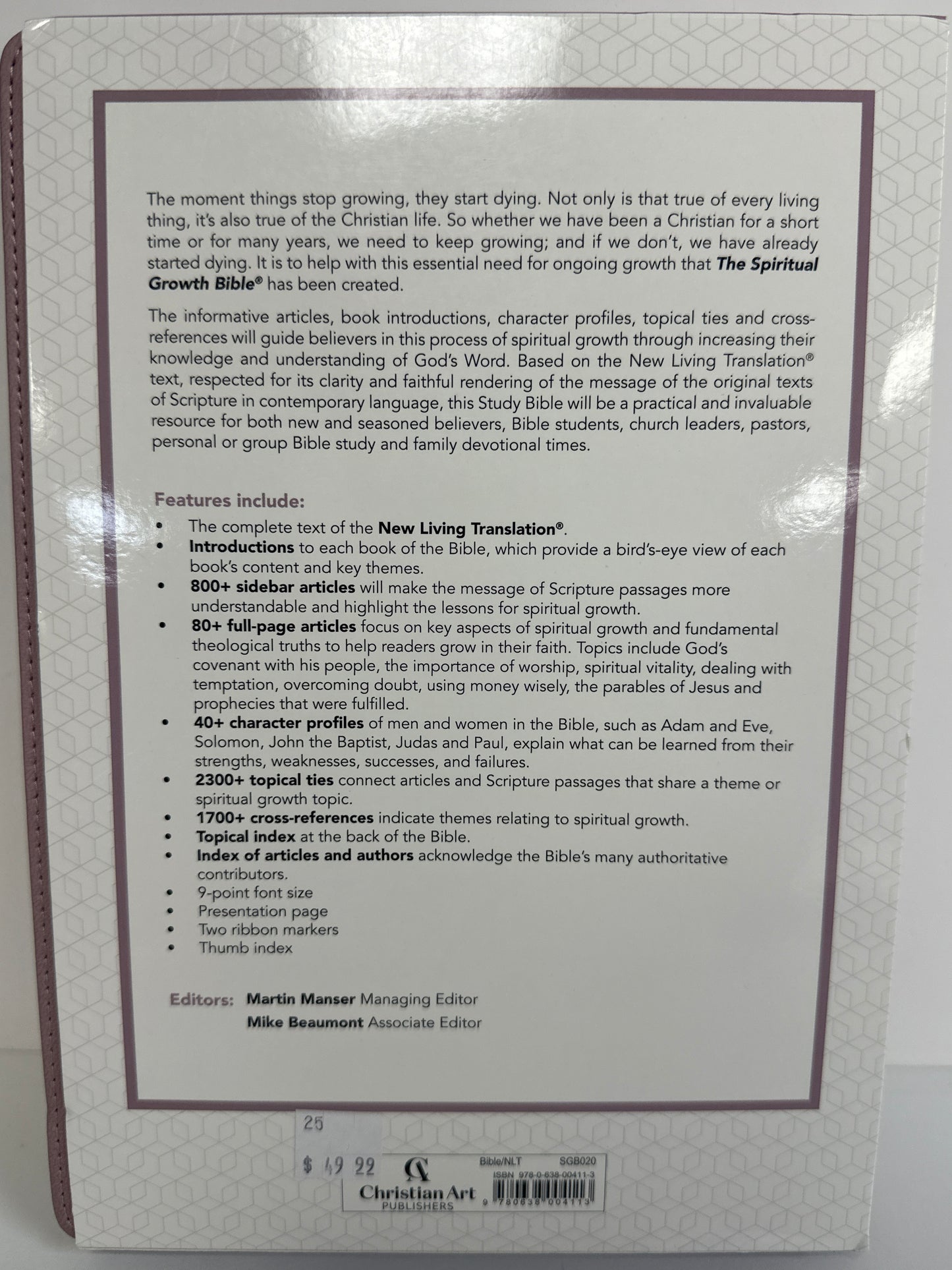 NLT SPIRITUAL GROWTH BIBLE DUSTY MAUVE-4113