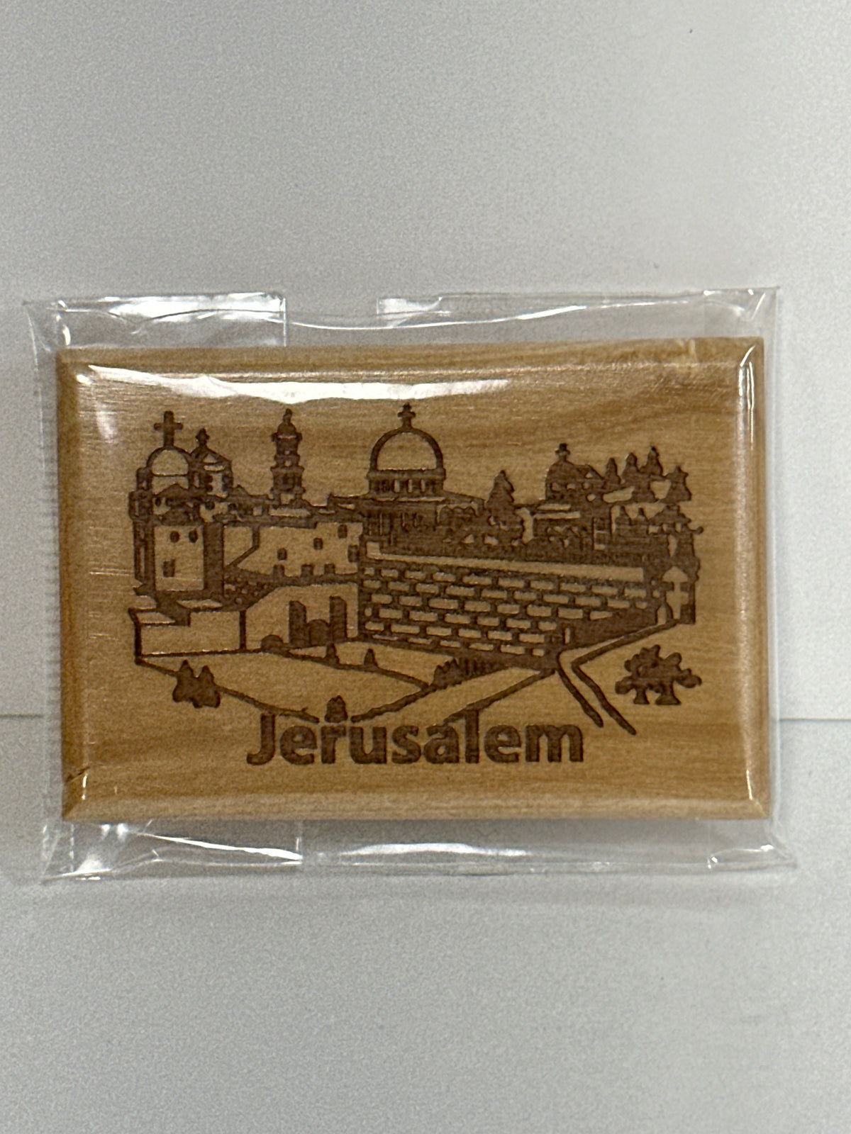 JERUSALEM CITY HORIZONTAL OLIVE WOOD MAGNET-2246