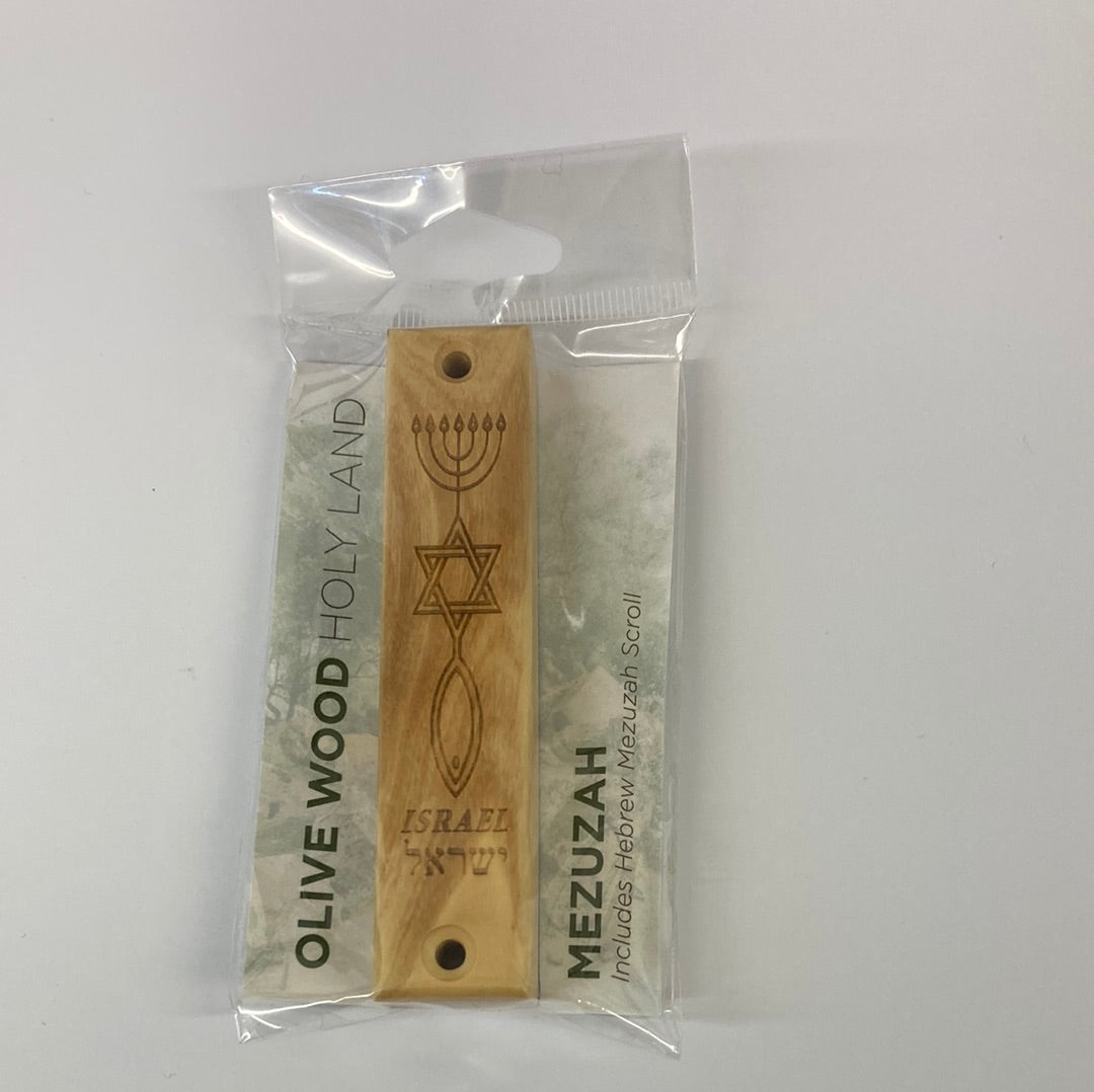 OLIVE WOOD MEZUZAH MESSIANIC SY-2284