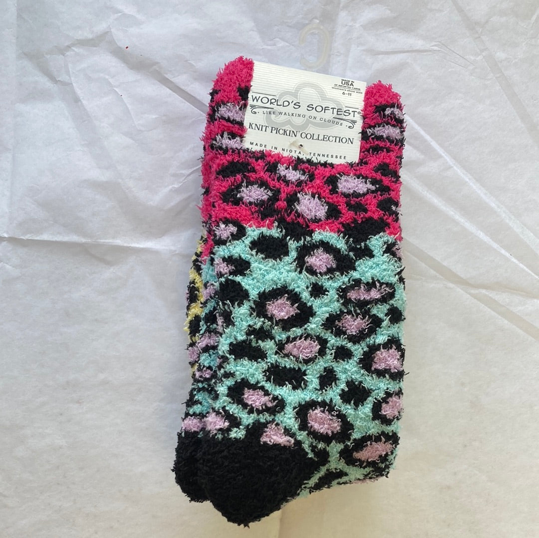 LADIES SOCKS/MULTI LEOPARD 102