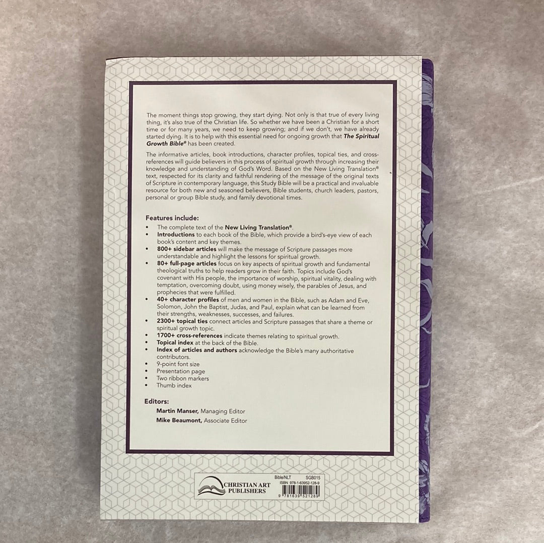 NLT SPIRITUAL GROWTH BIBLE PURPLE FLORAL