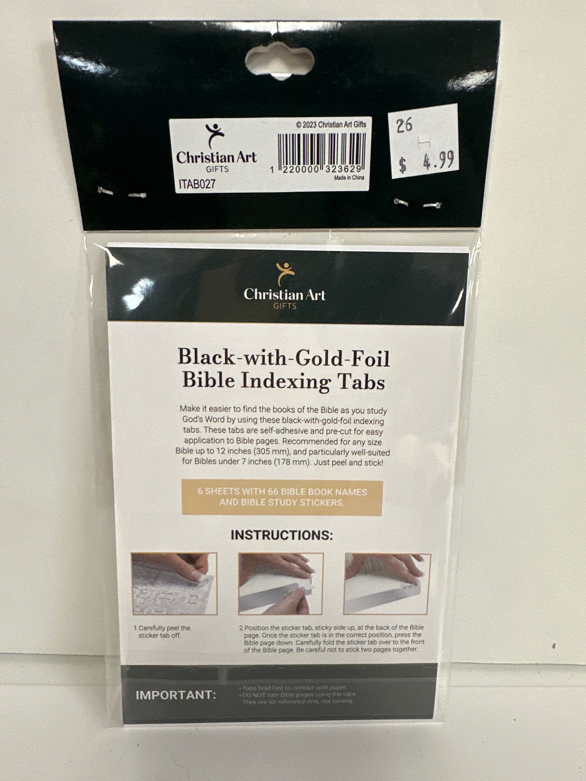 BLACK W/GOLD FOIL BIBLE INDEXING TABS-3629