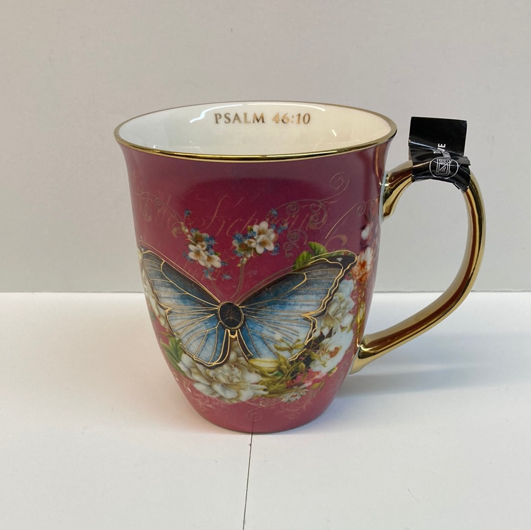 BUTTERFLY PINK/WHITE MUG-2998