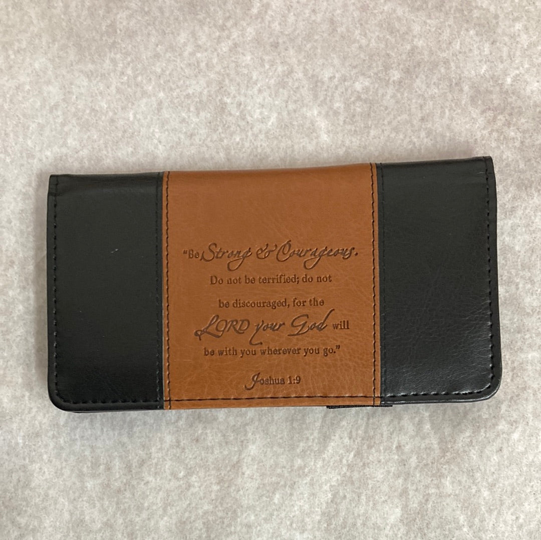 STRONG & COURAGEOUS BROWN CHECKBOOK COVER