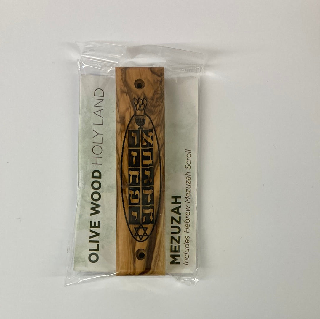 OLIVE WOOD MEZUZAH TEN COM MEN-2277