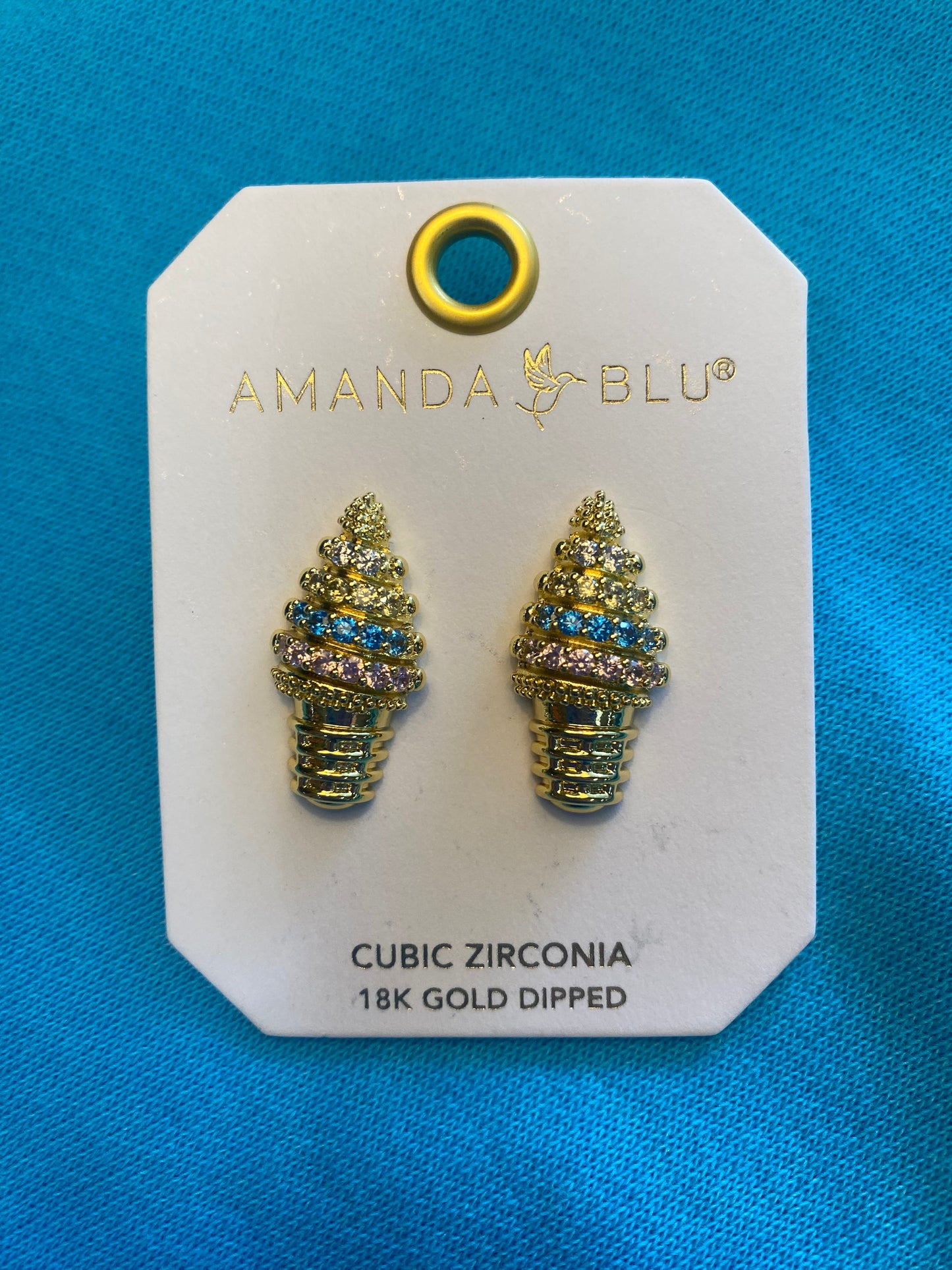 GOLD CZ ICE CREAM CONE EARRINGS-7792