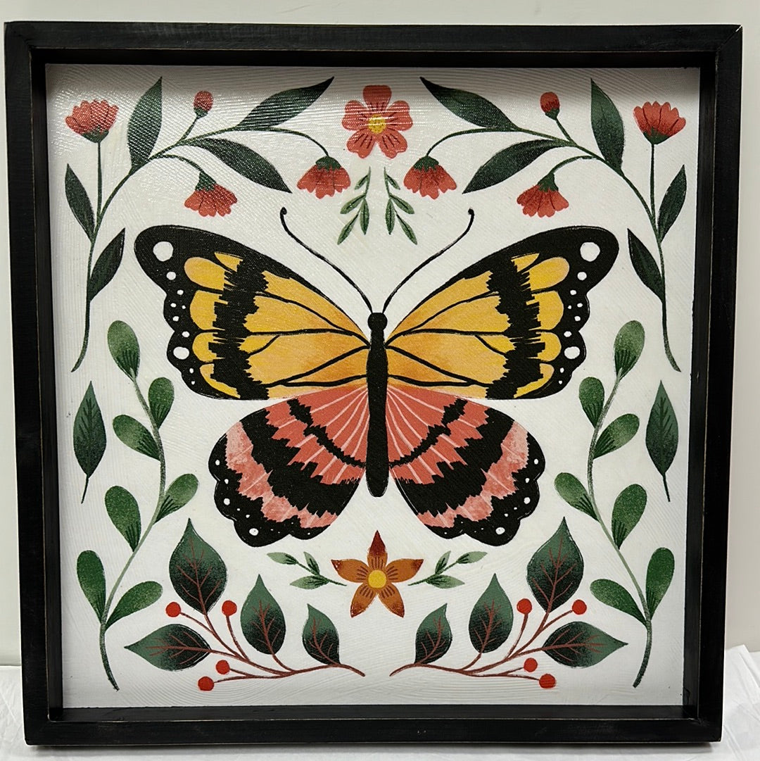 BUTTERFLY/FLOWERS PLAQUE-7086