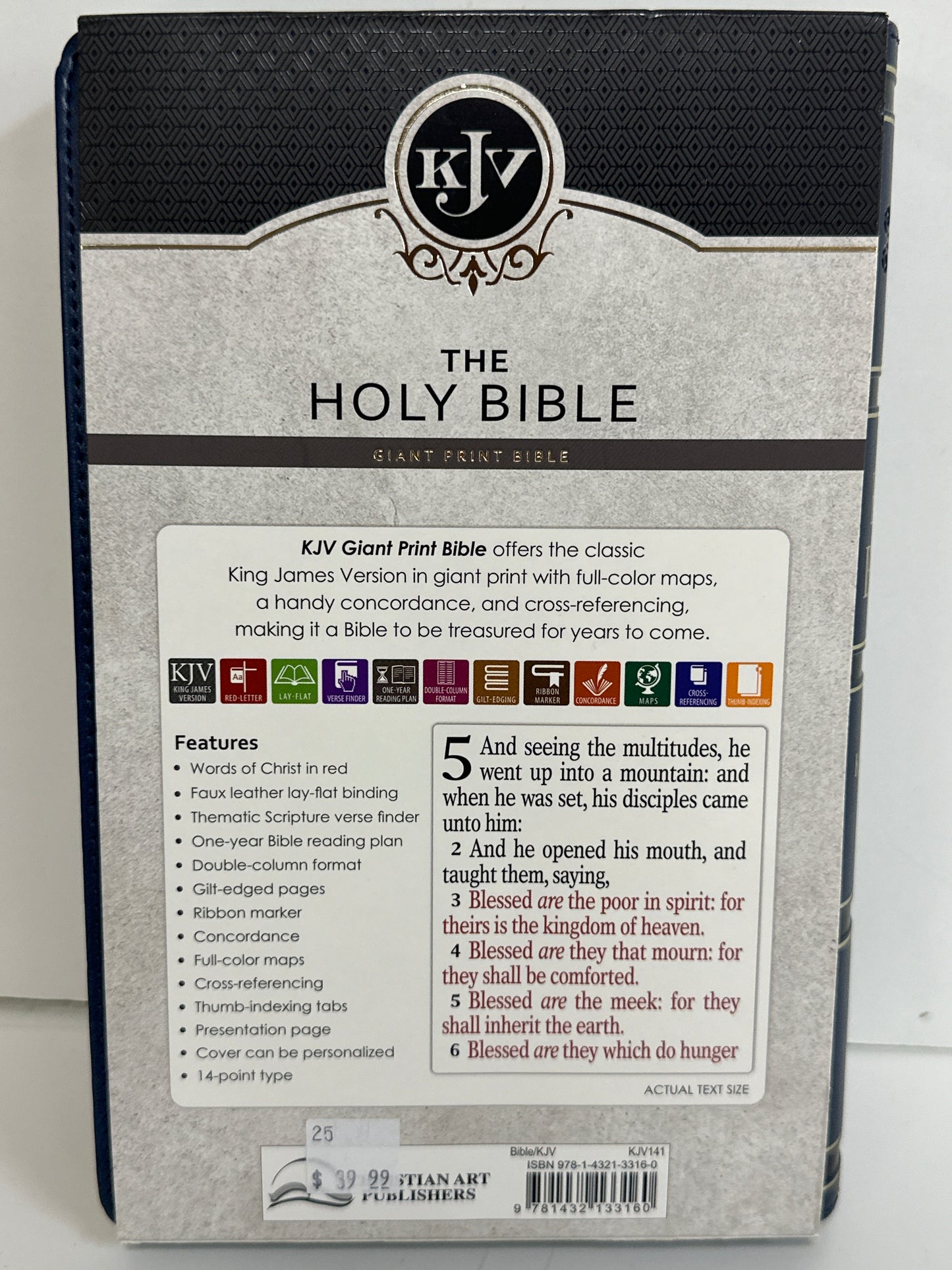 KJV GIANT PRINT BIBLE DARK BLUE-3160