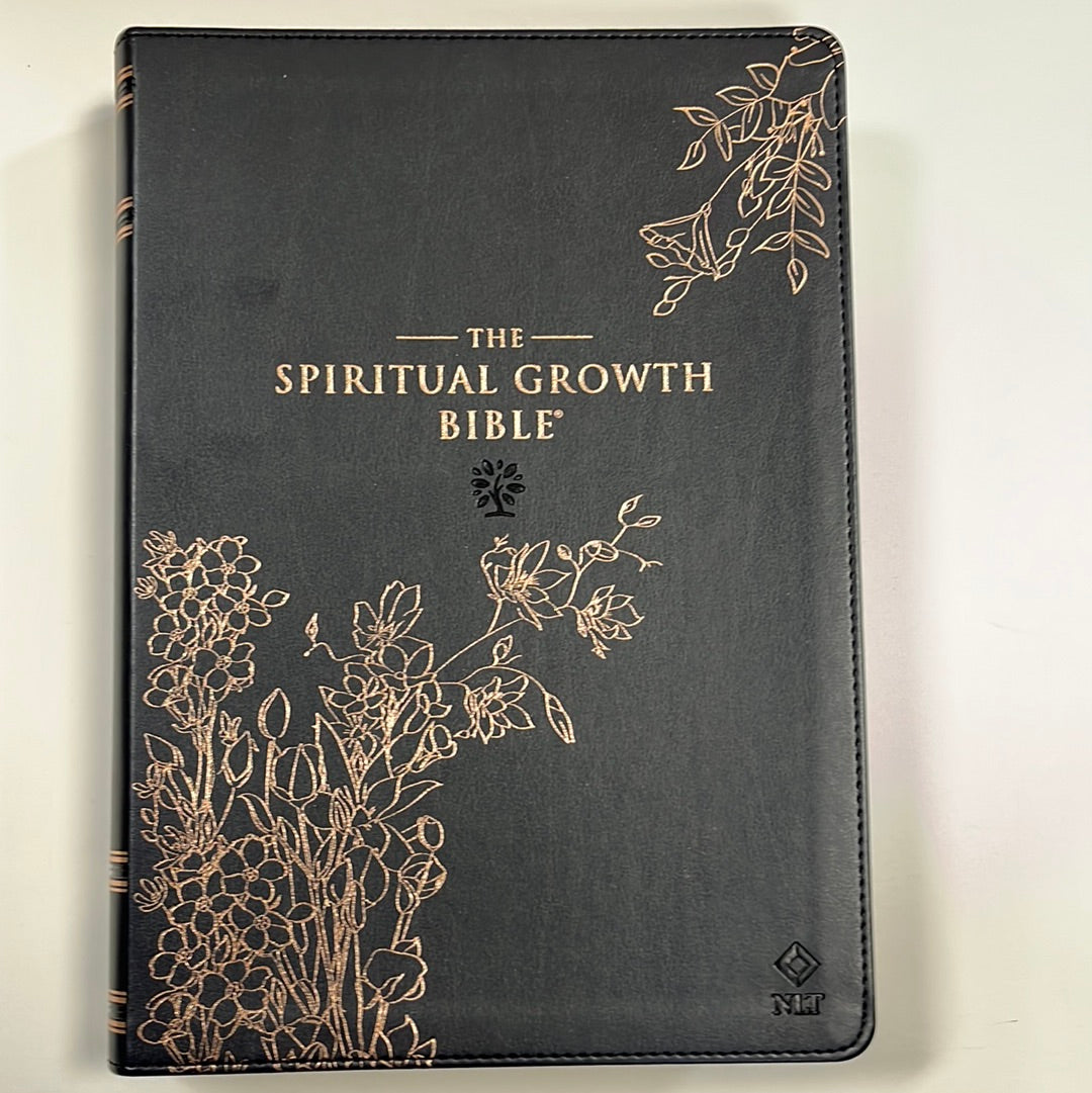 NLT SPIRITUAL GROWTH BIBLE BLACK FLORAL