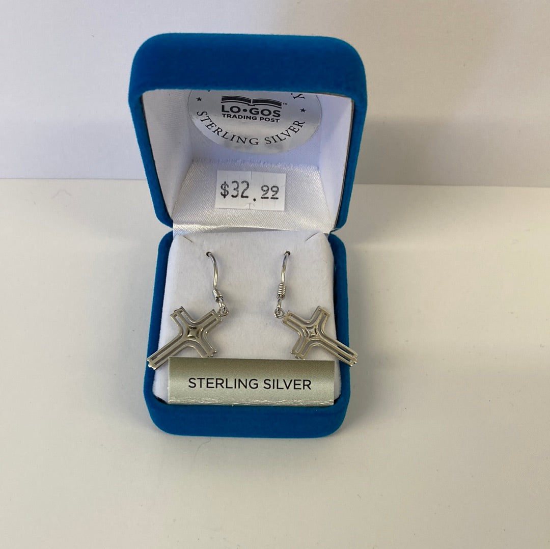 RADIANT CROSS STER SILV EARRING-3450