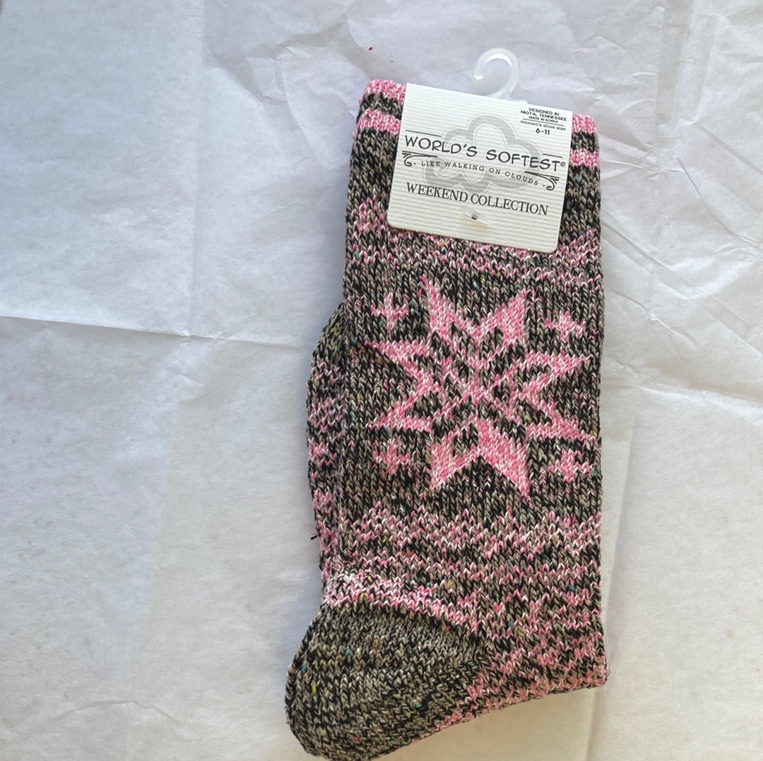 LADIES SOCKS/PINK MULTI 690