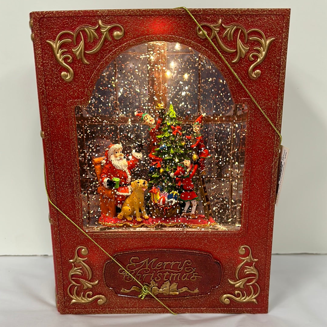 SANTA BOOK W/ELF TREE LED SWIRL-0446