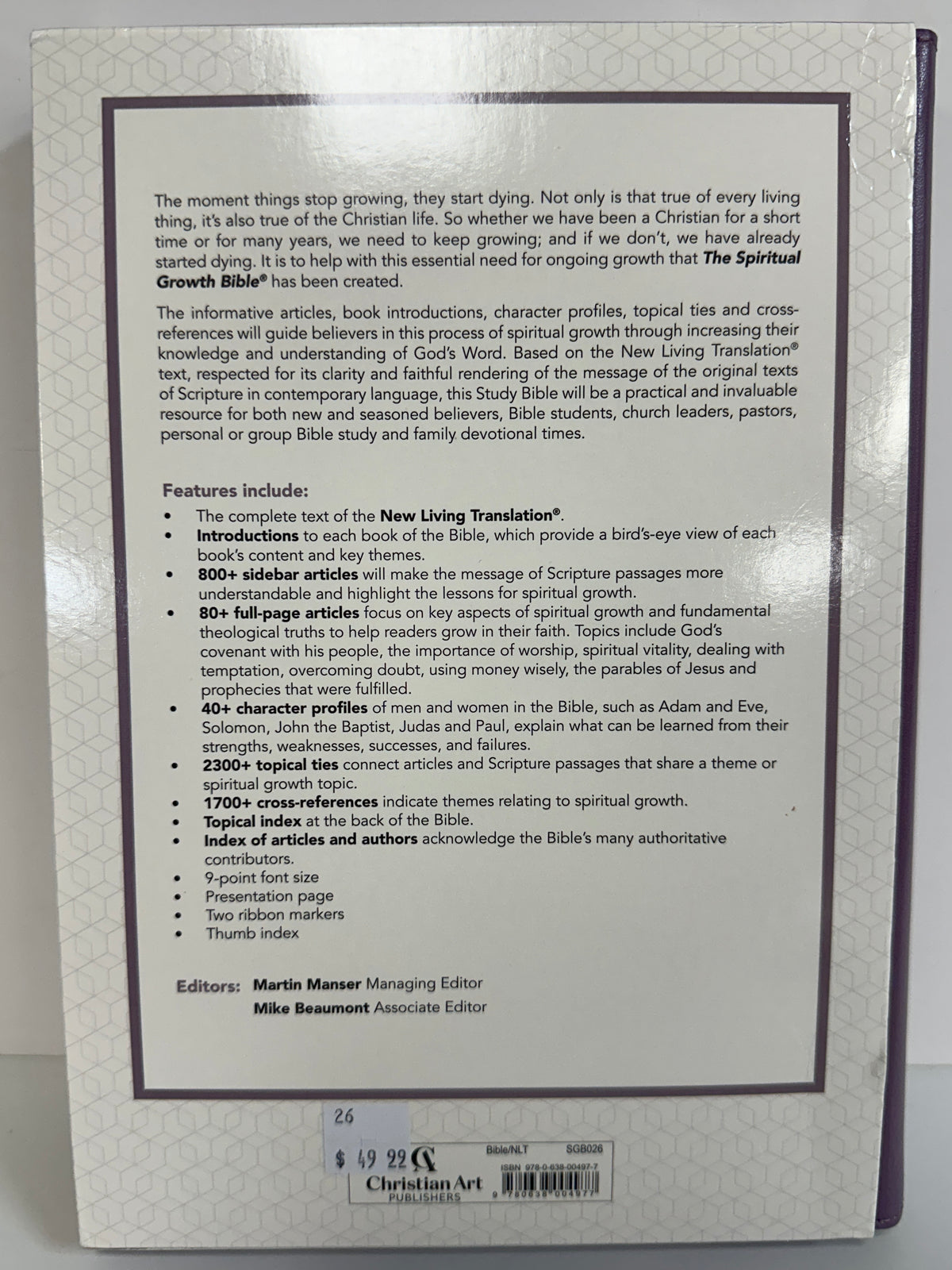 NLT SPIRITUAL GROWTH BIBLE PURPLE-4977