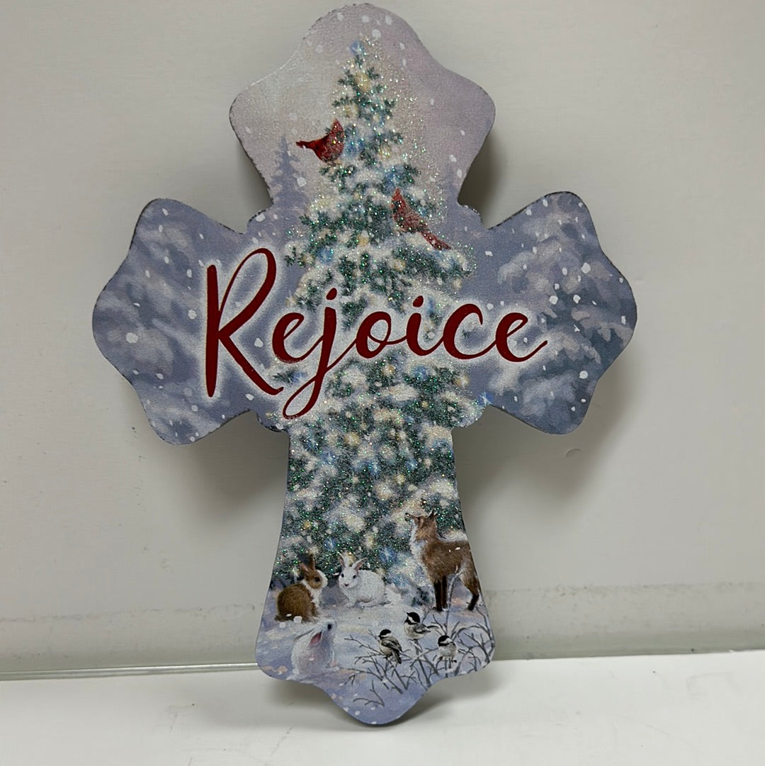 REJOICE W/GLITTER CROSS-6650