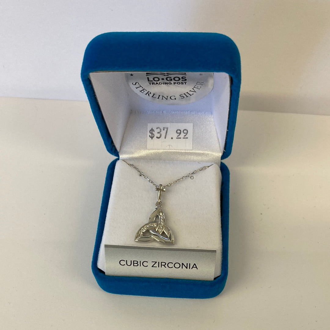 TRINITY W/CZ ACC ST SILV NKL-0152