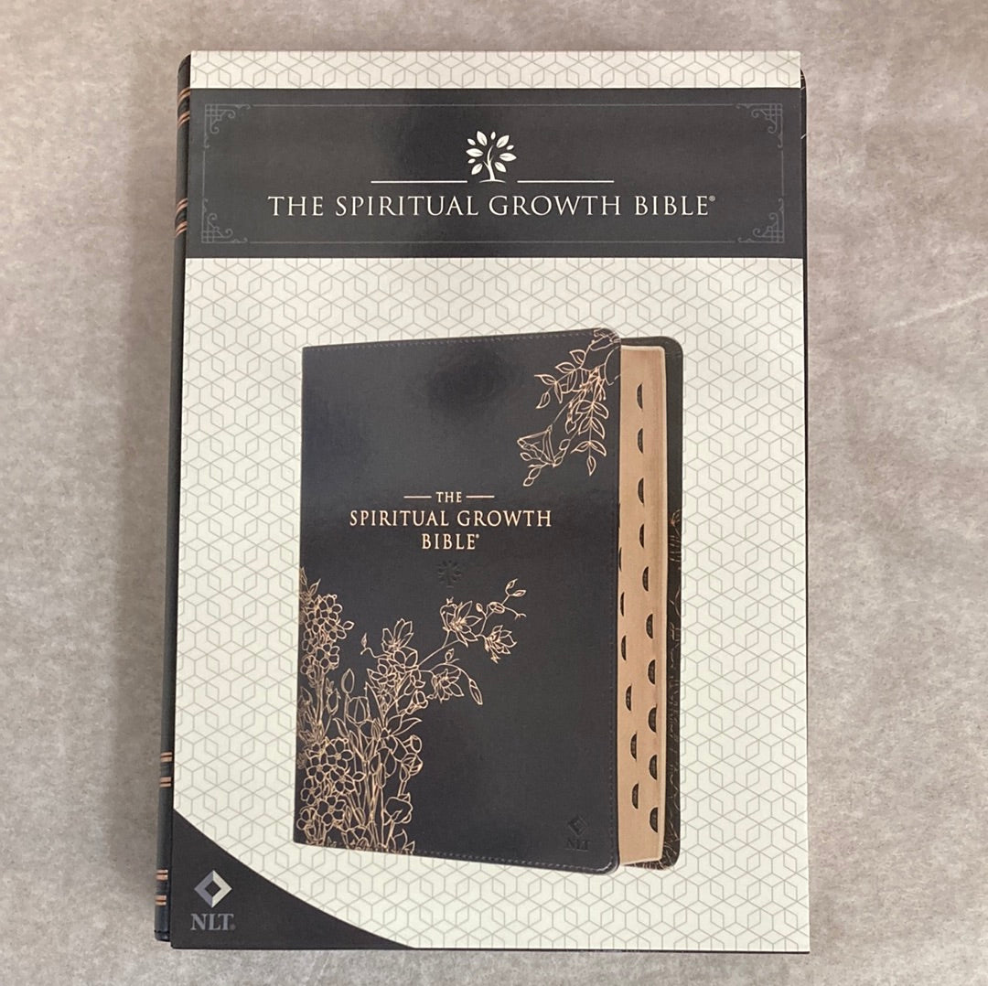 NLT SPIRITUAL GROWTH BIBLE BLACK FLORAL
