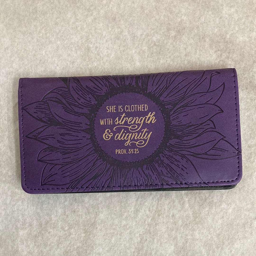 STRENGTH/DIGNITY PURPLE CHECKBOOK COVER-7622