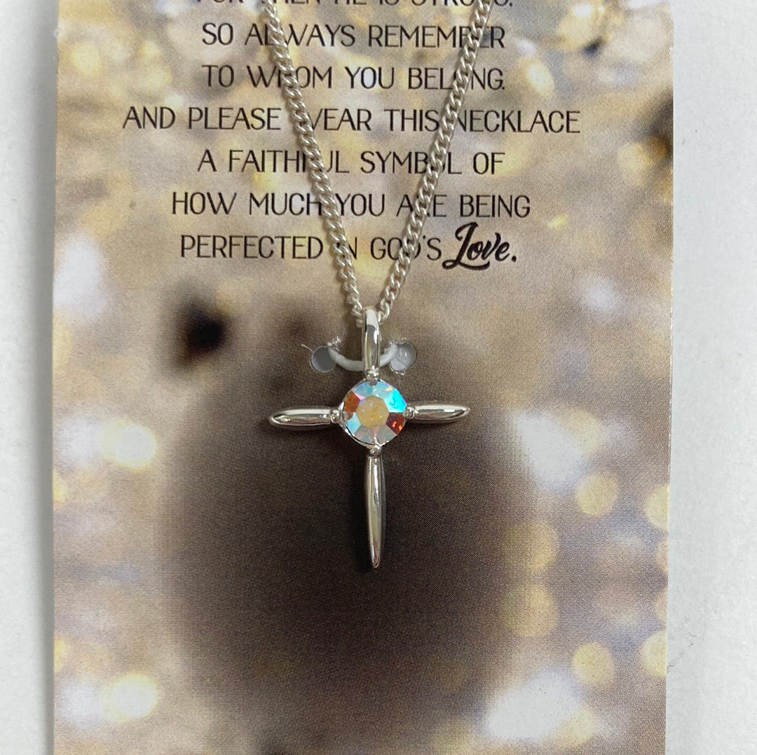 CROSS W/LG CZ SP NECKLACE-1633 : 18 IN