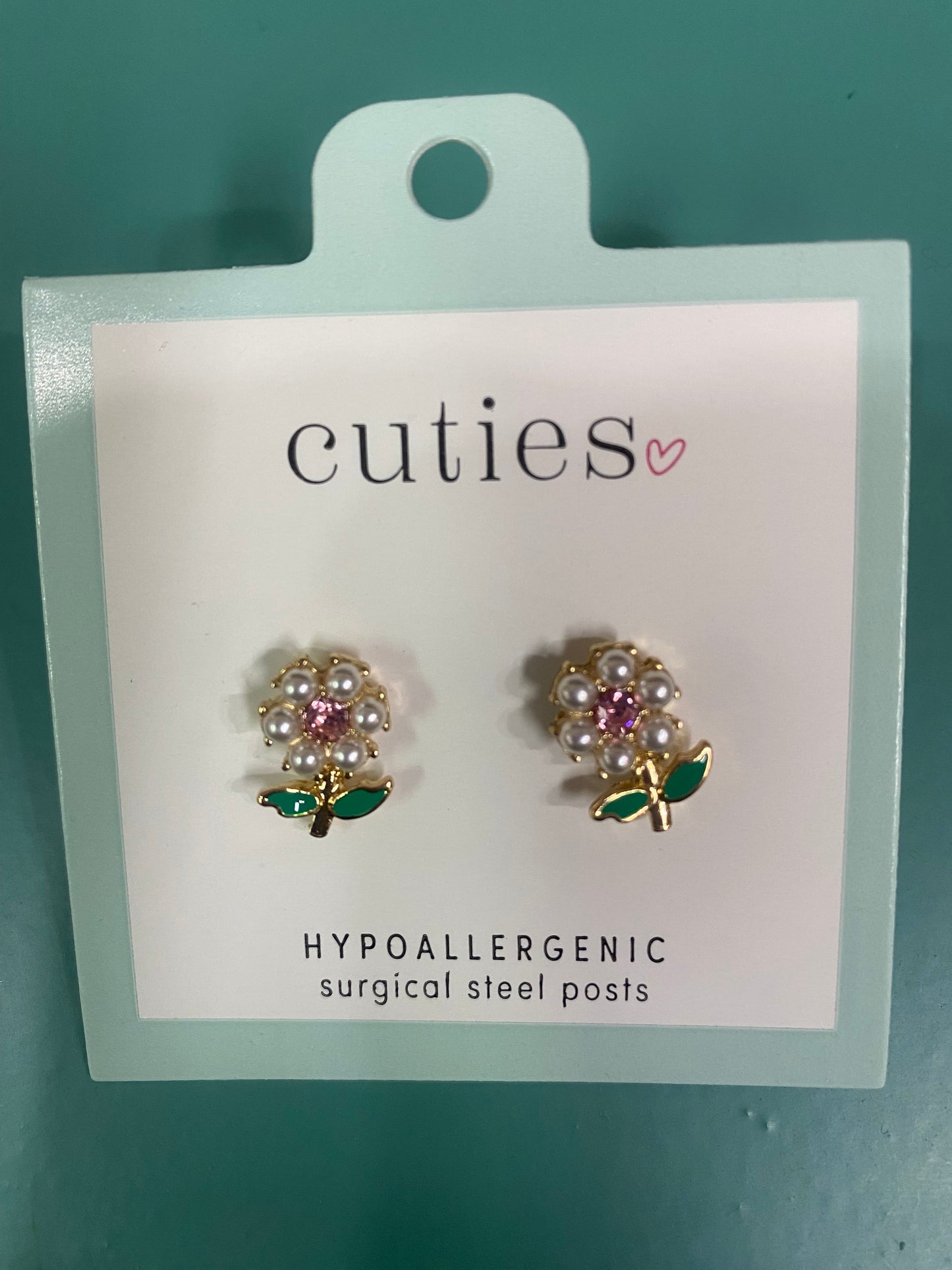 PEARL & PINK CRYSTAL FLOWERS EARRINGS-1823